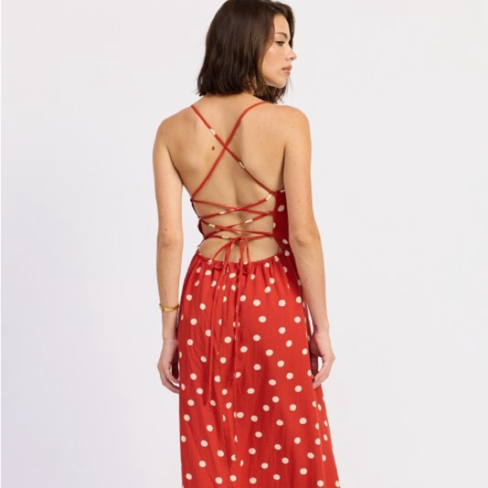 Polka Dot Red Maxi Dress - Picture 8 of 8